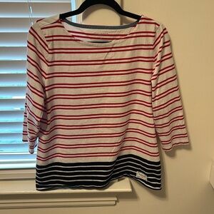 Talbots red/navy striped boat neck 3/4 sleeve t shirt size Lp